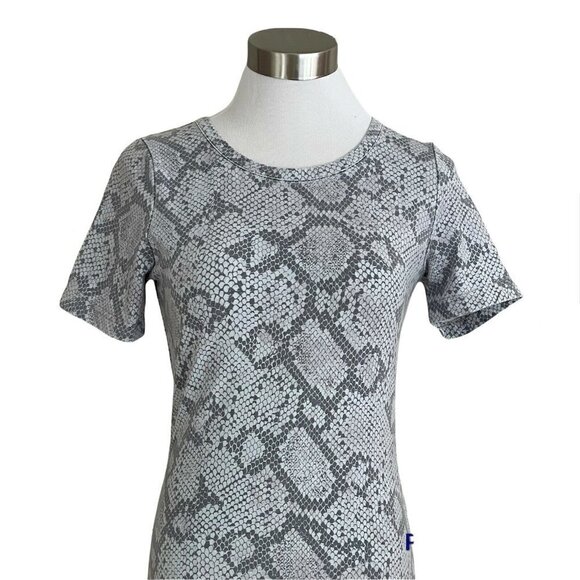 Chaser Bodycon Midi Tshirt Dress In Gray Snake Print Small Women’s Short Sleeve - Picture 4 of 6